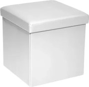 Štvorcový taburet Rico, biela ekokoža%