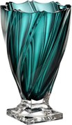 KRIŠTÁĽOVÁ VÁZA BOHEMIA PONTI GREEN TOUCH NA NOHE 330MM
