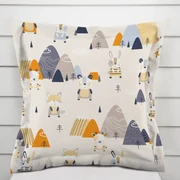 Biante Detská bavlnená obliečka na vankúš s lemom Sandra SA-613 Modro-oranžové lesné zvieratká na bledo sivom 30 x 50 cm