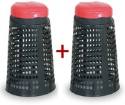 Odpadkový kôš plastový na vrecia 120 L - 1+1 ZADARMO čierny, červená