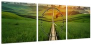 Obraz - Východ slnka nad údolím (s hodinami) (90x30 cm)