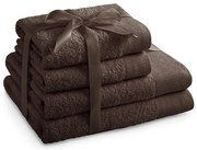 Hnedé froté bavlnené uteráky a osušky v súprave 4 ks Amari – Restilo