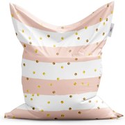 Sedací vak Classic pruhy a zlaté bodky - detský, béžová / biela