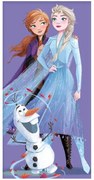Bavlnená plážová osuška Ľadové kráľovstvo - Frozen - motív Anna a Elsa s Olafem - 100% bavlna - 70 x 140 cm