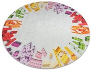 Detský koberec protišmykový BAMBINO 38480 Kocky, sivý / žltý kruh