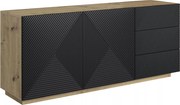 Dvojdverová komoda Asha 167 cm so zásuvkami - artisan / čierny mat