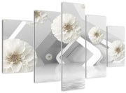 Abstraktný obraz s belostnými kvetmi (150x105 cm)