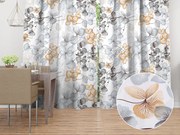 Biante Bavlnený záves Sandra SA-367 Sivo-oranžové kvety na bielom 140x140 cm