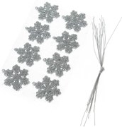 Súprava vianočných ozdôb Glitter flakes 16 ks, strieborná
