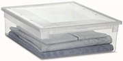 usporadejto.cz Úložný box s vekom, transparentný, na posteľnú bielizeň TERRY 22l - 38 x 52 x 14 cm