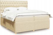 vidaXL Boxspring posteľ s matracom krémová 200x200 cm látka