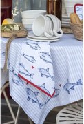 Modrobielá bavlnená utierka Sun Sea And Fish - 50*70 cm