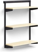 Nástenný regál RELY, základná sekcia, laminátové police, 1221x900x300 mm, antracit/buk