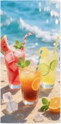 Rýchloschnúca XL plážová osuška COLD DRINKS farebná 100 x 180 cm, 100% mikrovlákno
