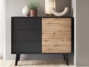 Skrinka so  zásuvkami Willow, čierna/dub artisan%