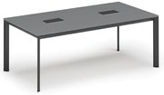 Rokovací stôl PRIMO INVITATION, 200x100 cm, grafit + 2x stolná zásuvka TYP II, čierna