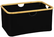 Úložný box - košík, textilný čierny s bambusovým rámom XXL, 57x37x26