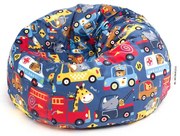 Sedací vak pre deti Sakwa M – autíčka, hasiči, polícia