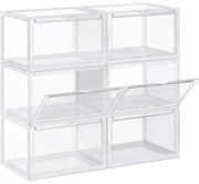 Box na topánky, 6 stohovateľných organizérov na topánky, transparentný