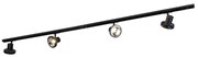 Moderný koľajnicový systém s 4 čiernymi bodovými svetlami 1-fázový 200 cm - Iconic Jeany
