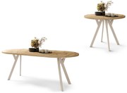 ALDO 100 Dub Artisan/béžové nohy - OKRÚHLY LOFTOVÝ/INDUSTRIÁLNY ROZKLADACÍ STÔL DO OBÝVAČKY/JEDÁLNE