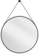 Mexen String, okrúhle kúpeľňové zrkadlo na pásiku 70 cm, farba rámu čierna matná, 9854-070-070-000-70