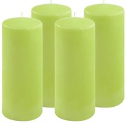 Sada stĺpových sviečok, 25 cm, Ø10 cm, svetlozelená, 4 ks