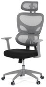 Kancelárska ergonomická stolička GRANT II — sieť, látka, sivá