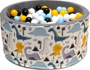 Detský molitanový bazénik DINOSAURI + 200 guličiek - biely / sivý