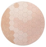 Svetloružový prateľný ručne tkaný bavlnený okrúhly koberec ø 140 cm Honeycomb Rose – Lorena Canals