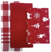 Bavlnené utierky na riad  Vianočné Christmas červená  45x70cm 3ks TiaHome