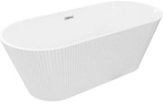 Mexen Yara, voľne stojaca ryhovaná vaňa 170 x 75 cm, biela lesklá, chrómový prepad, 52861707500-01