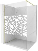 Mexen Kioto, sprchová zástena Walk-In 80 x 200 cm, 8mm číre sklo biely vzor, zlatý matný profil, 800-080-101-55-85