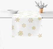 Goldea vianočný behúň na stôl teflónový - zlaté snehové vločky 20x120 cm