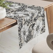Biante Dekoračný behúň na stôl Leona LN-112 Biele kvety na režnom 20x120 cm