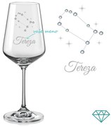 Pohár na víno súhvezdia Blížencov s kryštálmi