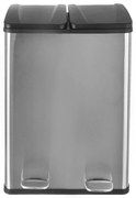 Nášľapný odpadkový kôš na triedený odpad z nehrdzavejúcej ocele v lesklo striebornej farbe 2x30 l Duo – Orion