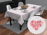 Biante Dekoračný obdĺžnikový obrus Leona LN-148 Červené srdiečka na režnom 50x100 cm
