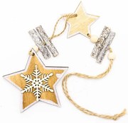 DECOLED Závesná drevená dekorácia, hviezdy, 34 cm