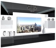 Obývacia stena Belini Premium Full Version čierny lesk / biely lesk + LED osvetlenie Nexum 37