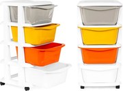 Pojazdný regál so 4 zásuvkami na kolieskach, plastový