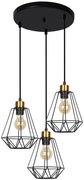 Candellux Čierno-zlatý závesný luster Primo pre žiarovku 3x E27 s guľatou základňou 33-06172