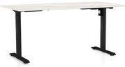 Výškovo nastaviteľný stôl OfficeTech A, 160 x 80 cm, čierna podnož, biely jaseň