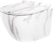 Rea Carter Tornado, závesná WC misa 49x37x35 cm + WC sedadlo, imitácia kameňa-Aiax Shiny, REA-C6390