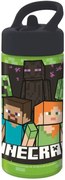 Športová fľaša na pitie Minecraft so slamkou a nekvapkajúcim (anti-drip) uzáverom - objem 410 ml