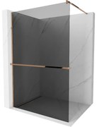 Mexen Kioto+ sprchová stena s poličkou a lištou 120 x 200 cm, grafitová čierna 8 mm, zlatoružová - 800-120-121-60-40