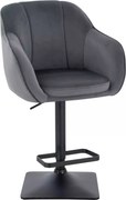 LuxuryForm DESIGN Barová stolička AVOLA VELUR na čiernej hranatej podstave - tmavo šedá