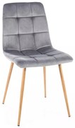 Sametová jídelní židle Mila D šedá/dub