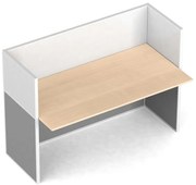 Kancelársky písací stôl PRIMO s paravánmi, magnetická tabuľa, 1 miesto, sivá/breza