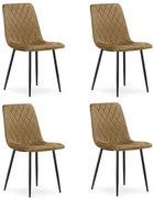 Set štyroch jedálenských stoličiek TURIN zamatové, hnedé / čierne nohy (4 ks)